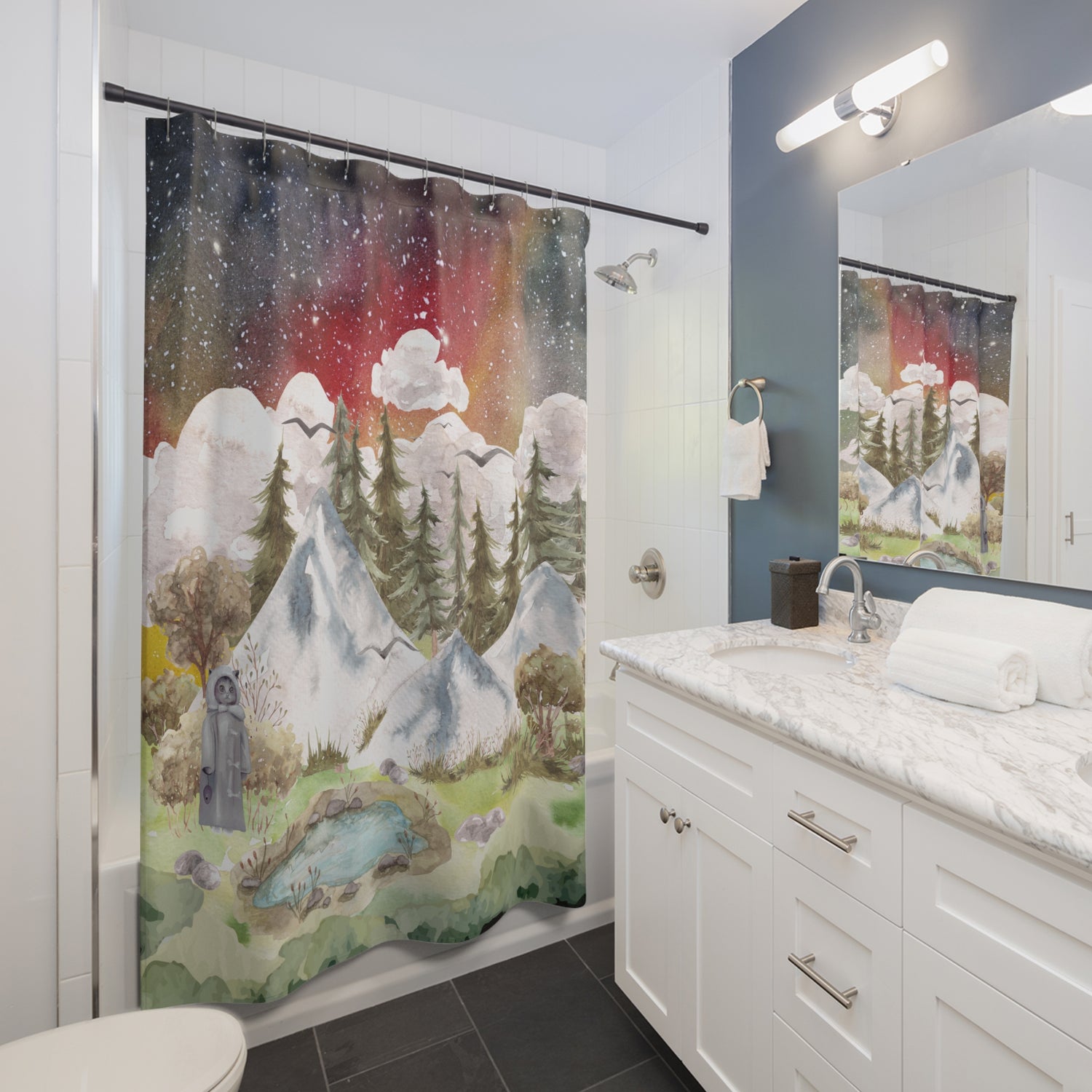 Creepy Cat Couture - 'Alpine Tarn' Shower Curtain