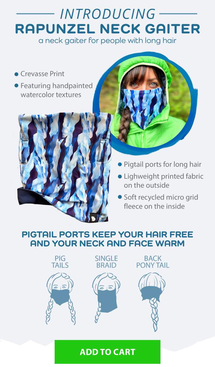 WHOLESALE Rapunzel Neck Gaiter (patent pending pigtail ports for people with long hair!)