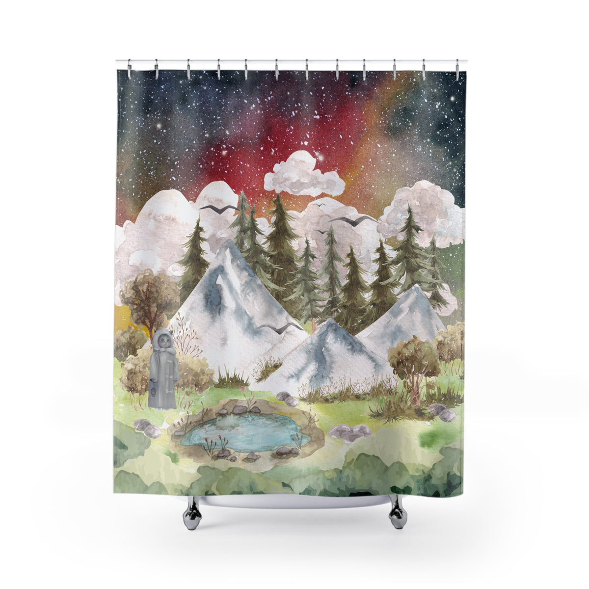 Creepy Cat Couture Alpine Tarn Shower Curtain