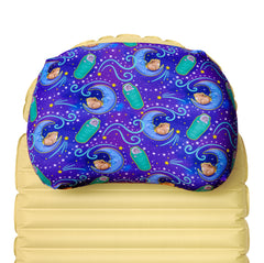 Ultralight backpacking pillow strap securing a camp pillow to a sleeping pad