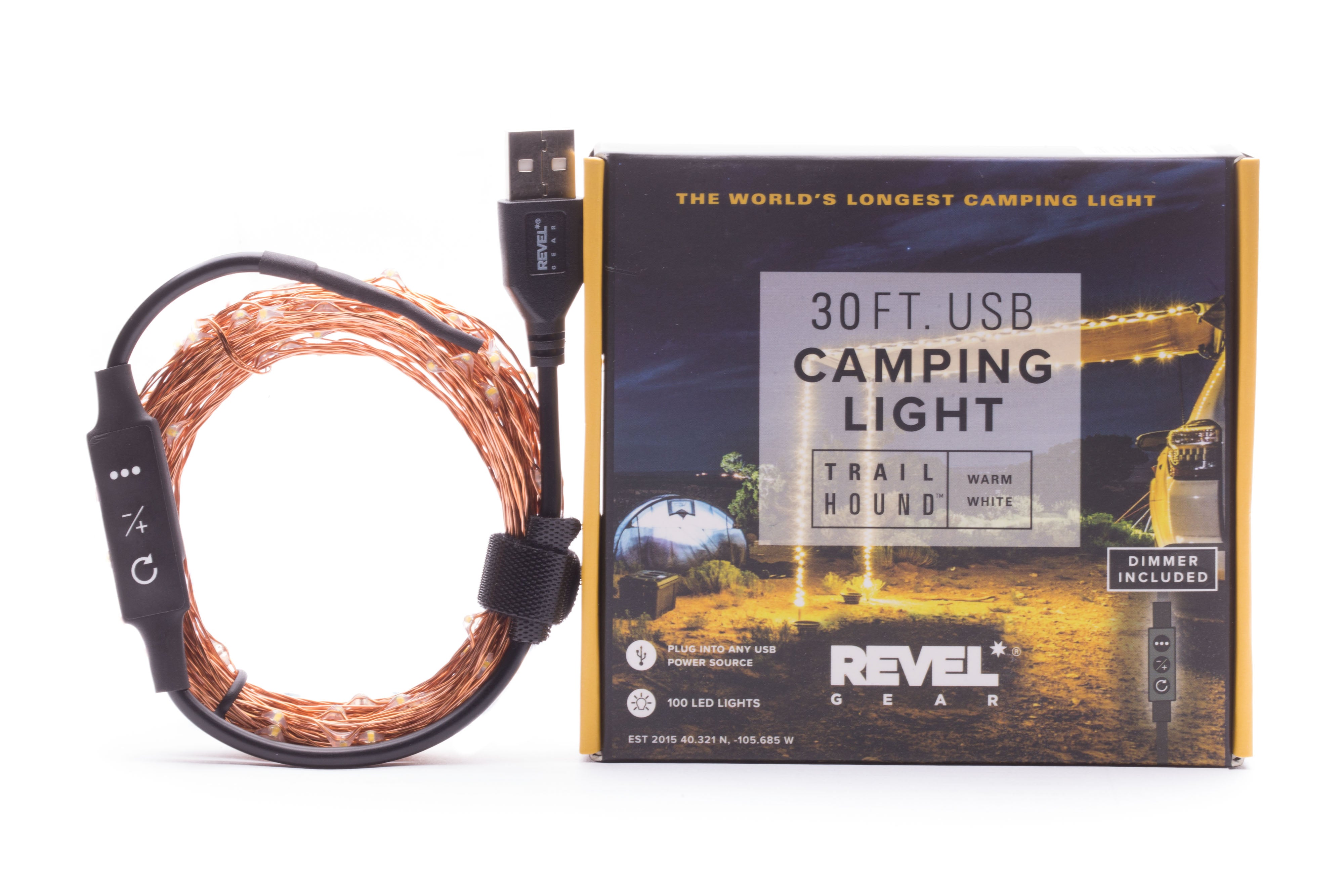 Trail Hound 30ft. 100 LED Dimmable USB Camping Light Kula Cloth