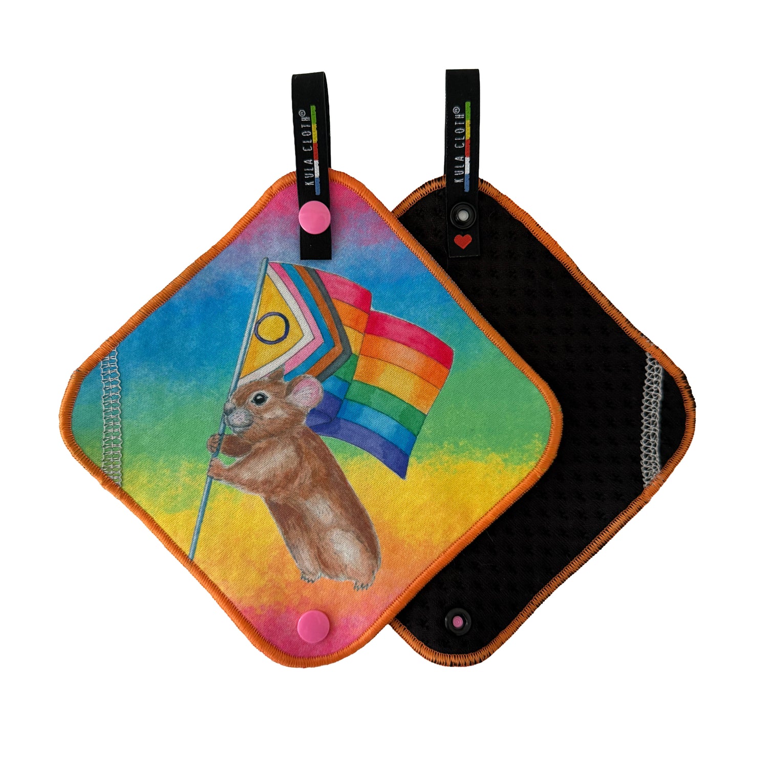 Open Pride Pika Kula Cloth showing antimicrobial absorbent side and waterproof backing