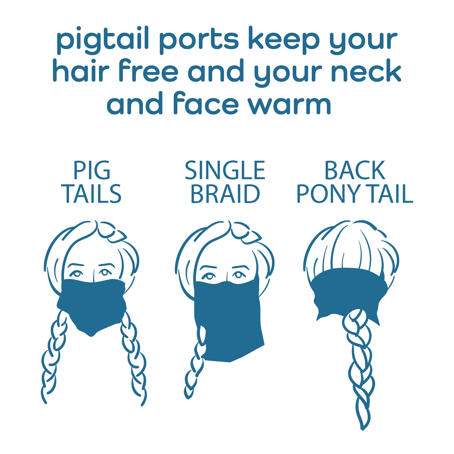 Rapunzel Fleece Lined Neck Gaiter (patent pending pigtail ports for people with long hair!) - 3 Colors!